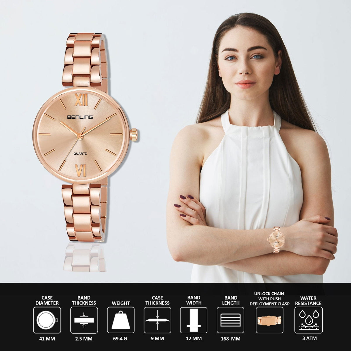 Benling Classic Series Stainless Steel bracelet Watch for Women - Benling