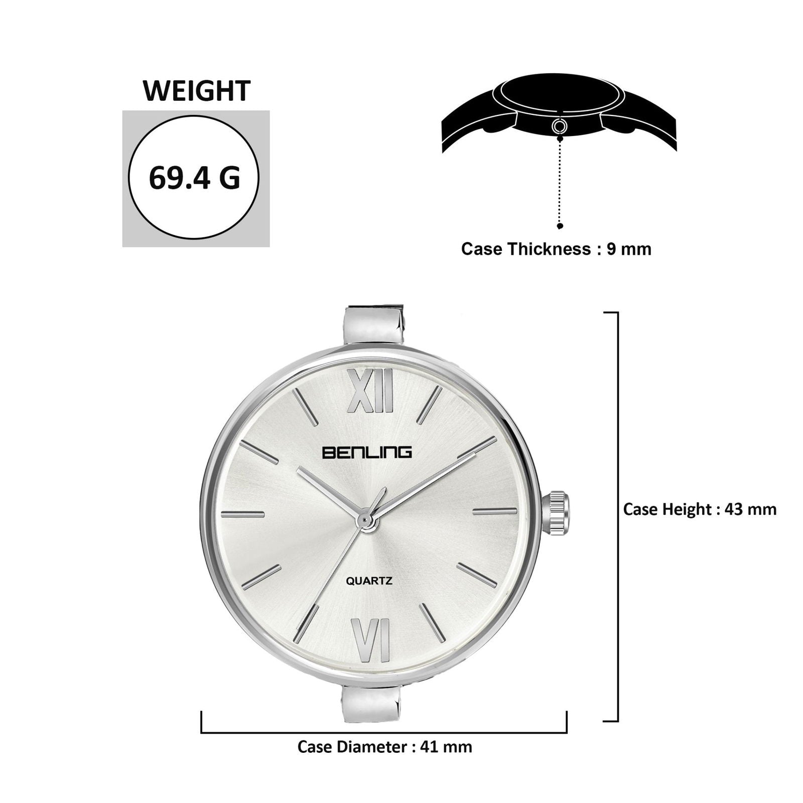 Benling Classic Series Stainless Steel bracelet Watch for Women