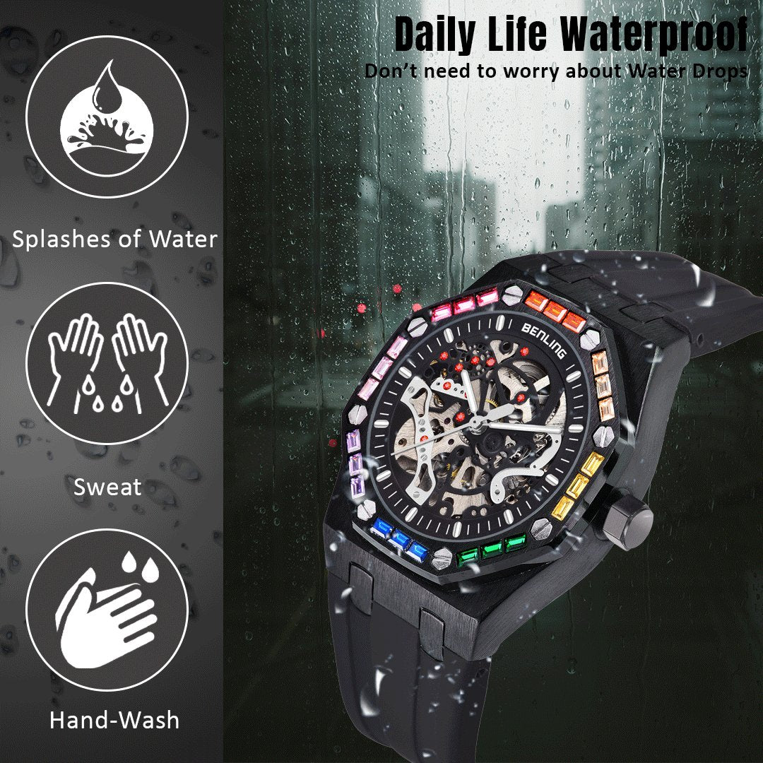 Benling DISCOVERY SERIES' Skeleton Automatic Dial Luxury Watch with Magnificent Diamond