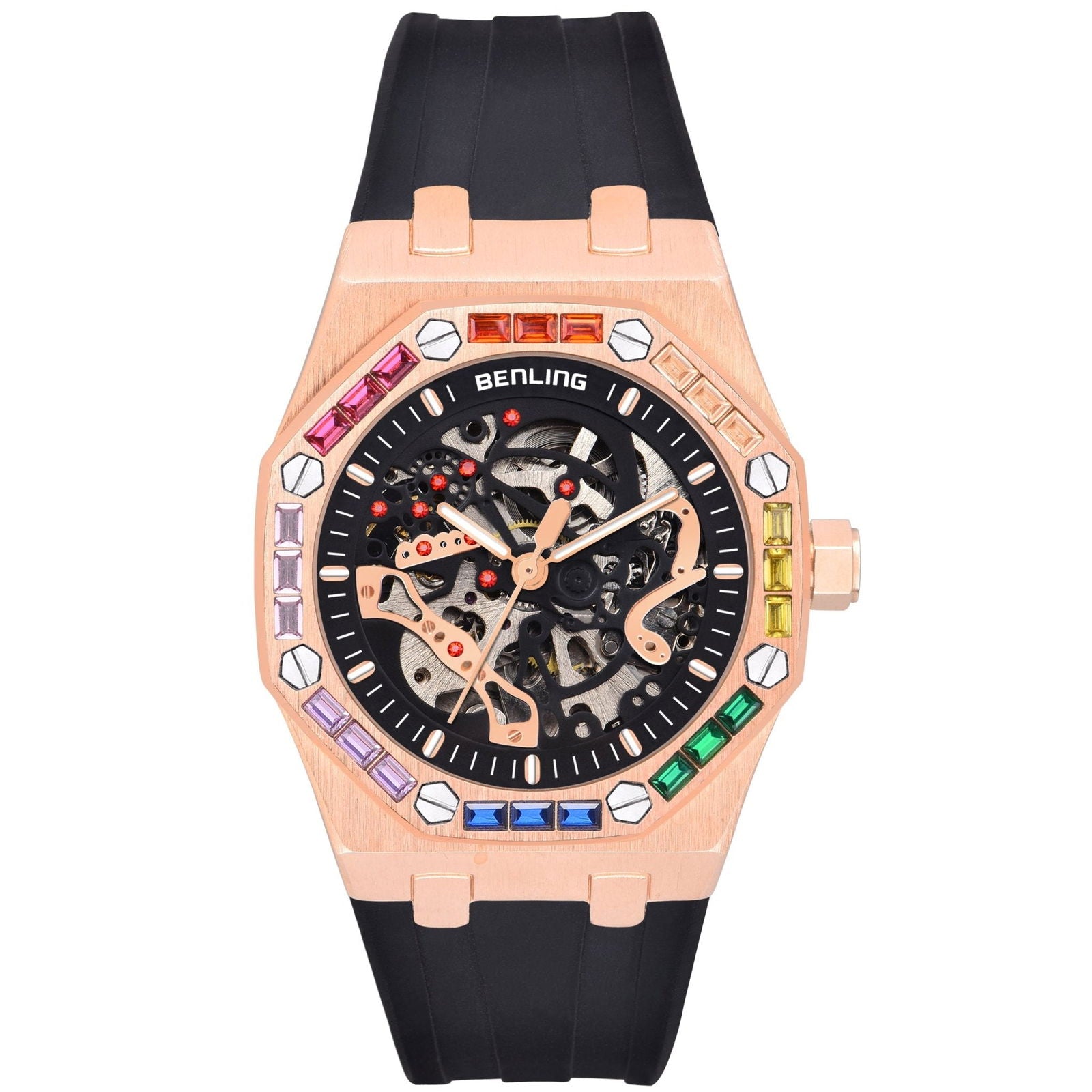 Benling DISCOVERY SERIES' Skeleton Automatic Dial Luxury Watch with Magnificent Diamond