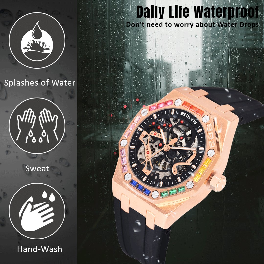 Benling DISCOVERY SERIES' Skeleton Automatic Dial Luxury Watch with Magnificent Diamond