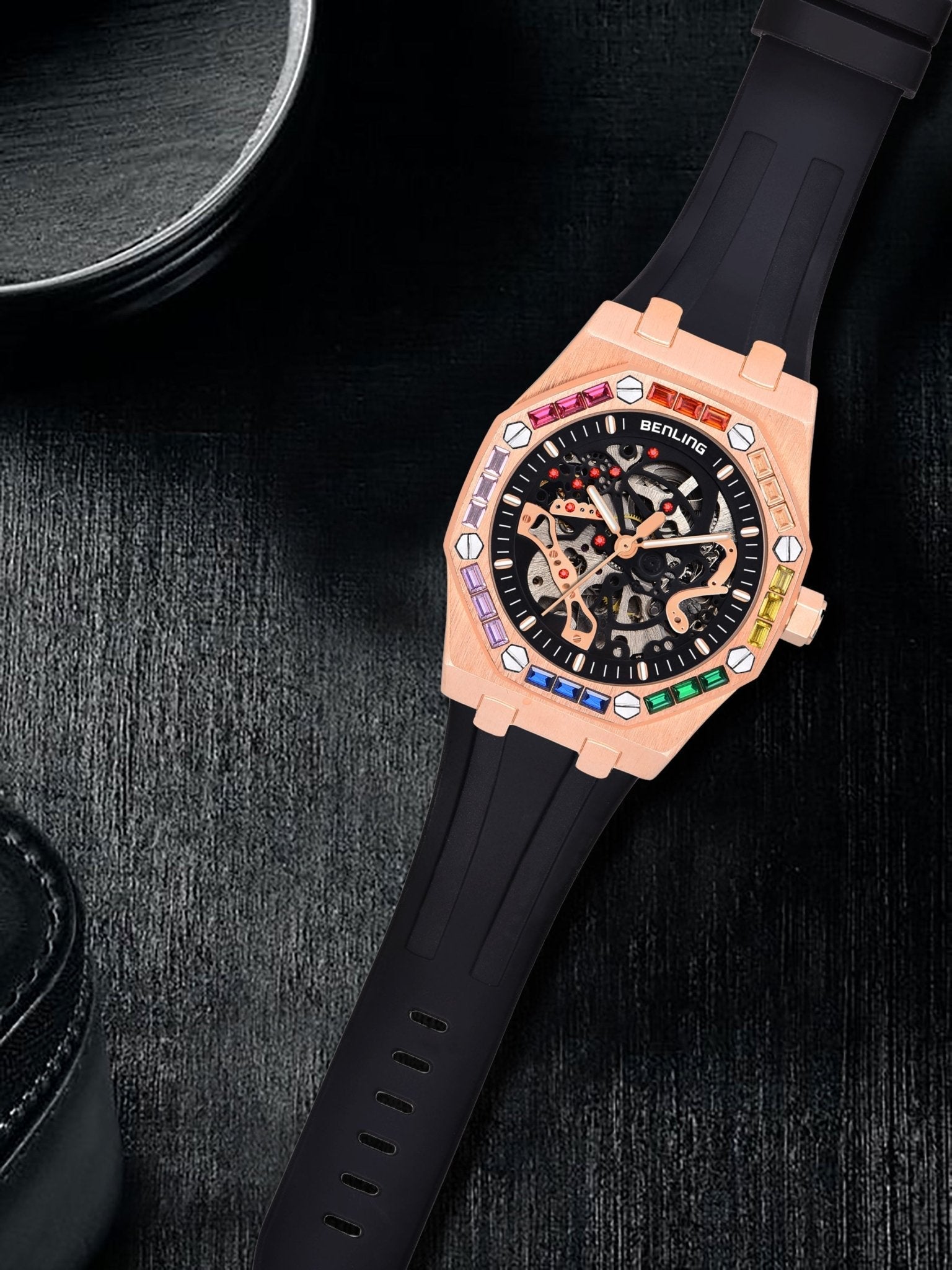 Benling DISCOVERY SERIES' Skeleton Automatic Dial Luxury Watch with Magnificent Diamond