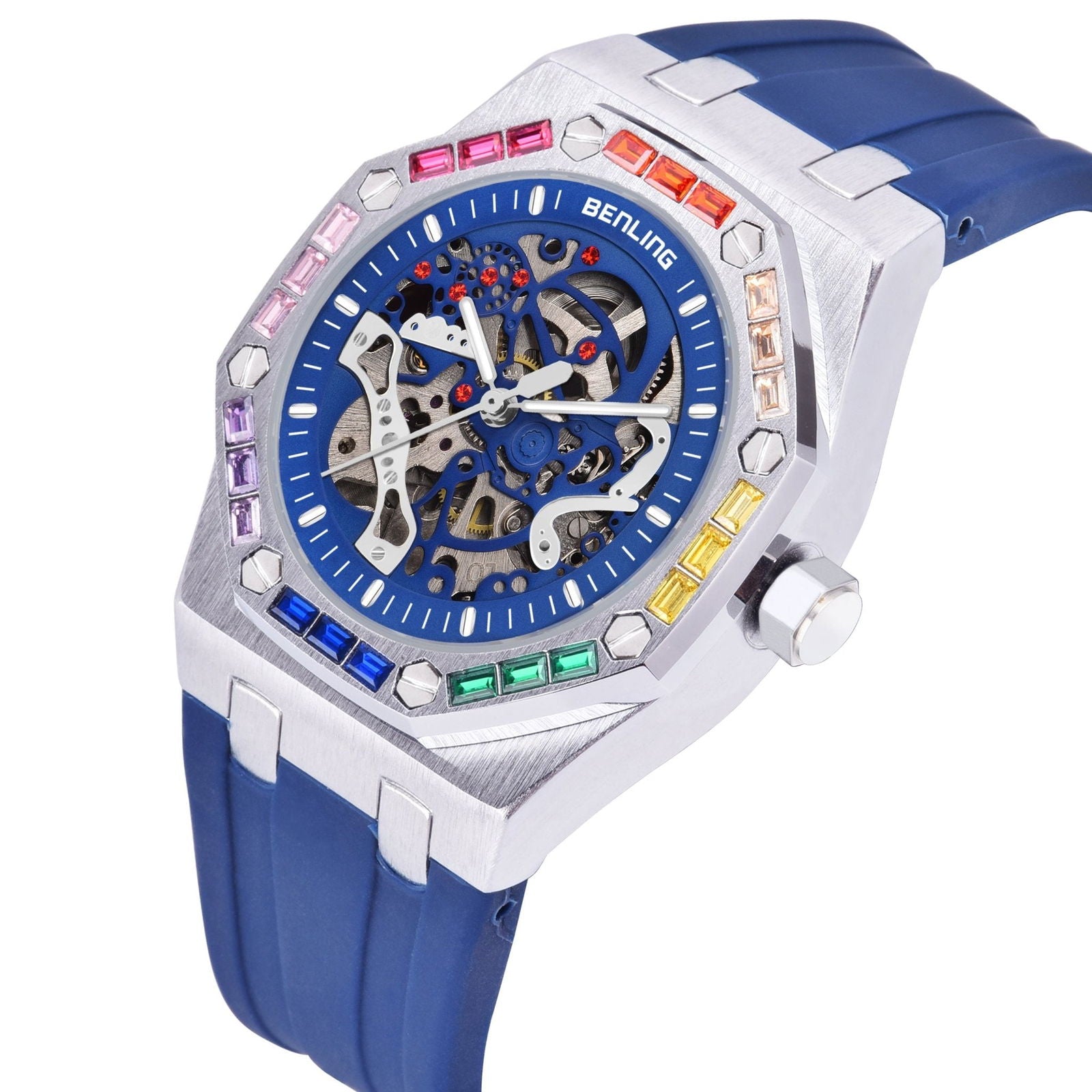 Benling DISCOVERY SERIES' Skeleton Automatic Dial Luxury Watch with Magnificent Diamond