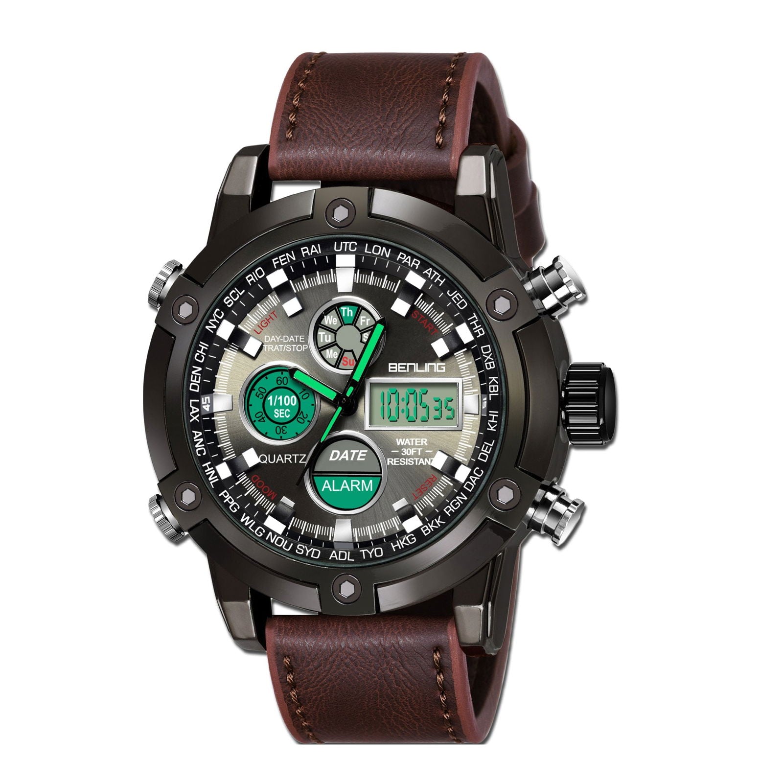 Benling Men’s Stylish and Functional Analog Digital Watch with EL Backlight – BENLING BL-1005
