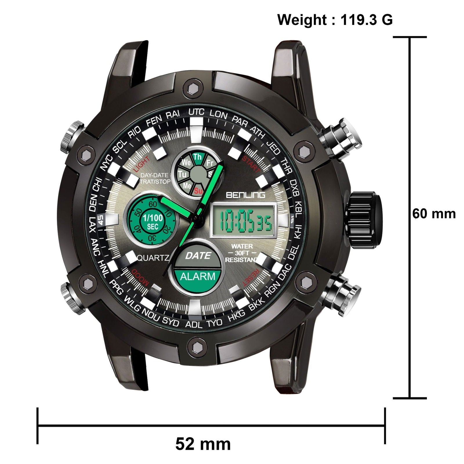 Benling Men’s Stylish and Functional Analog Digital Watch with EL Backlight – BENLING BL-1005