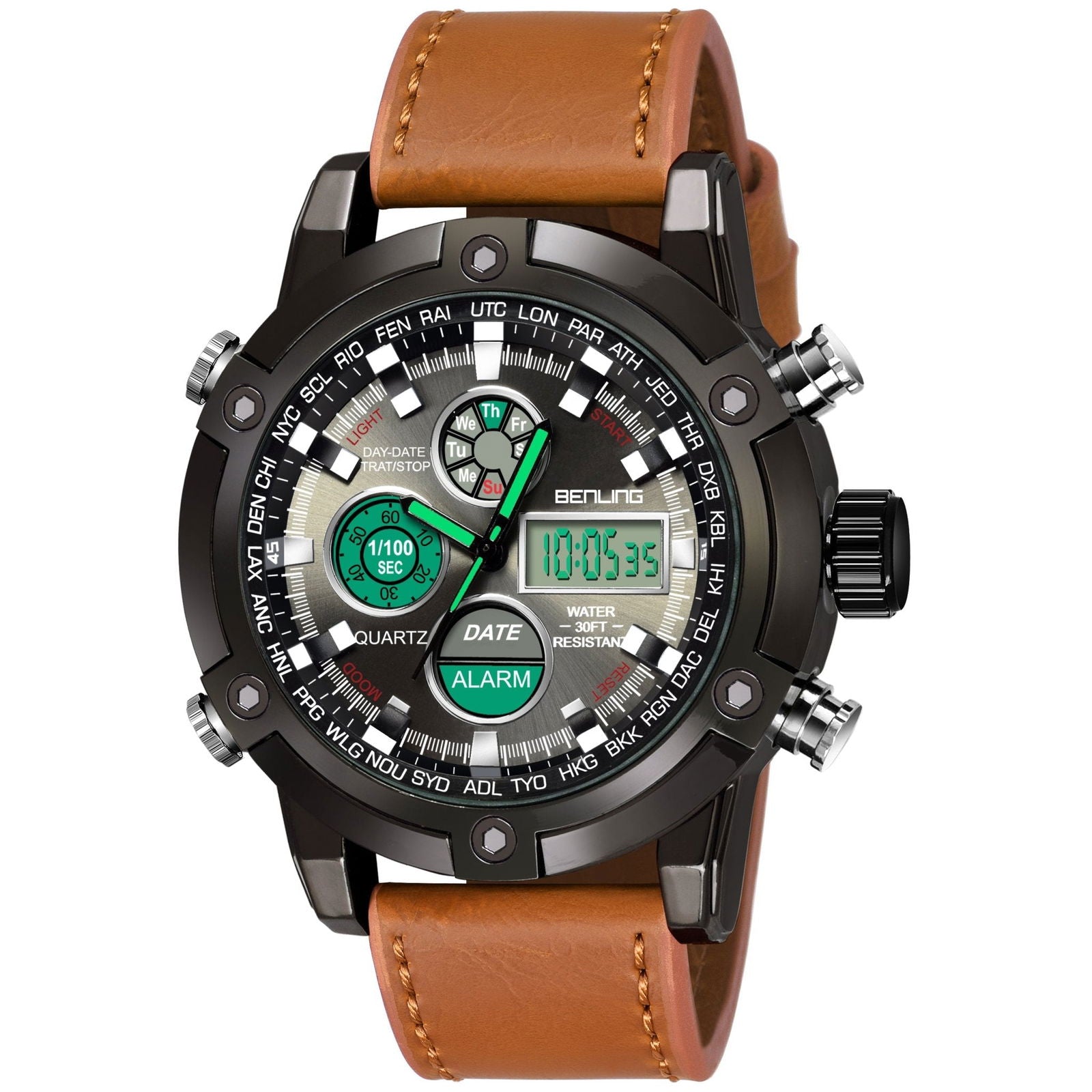 Benling Men’s Stylish and Functional Analog Digital Watch with EL Backlight – BENLING BL-1005