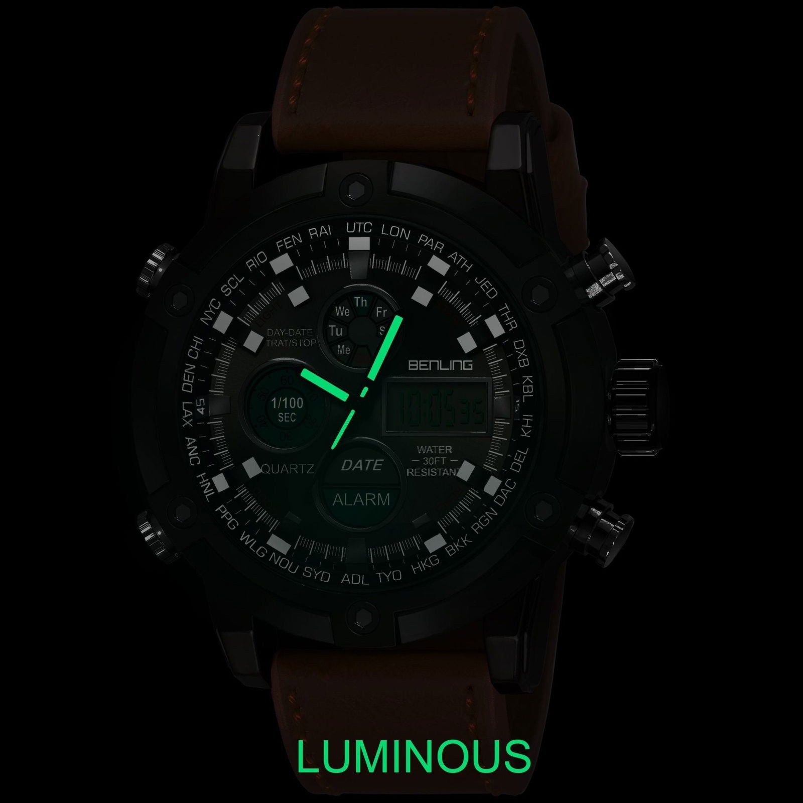 Benling Men’s Stylish and Functional Analog Digital Watch with EL Backlight – BENLING BL-1005