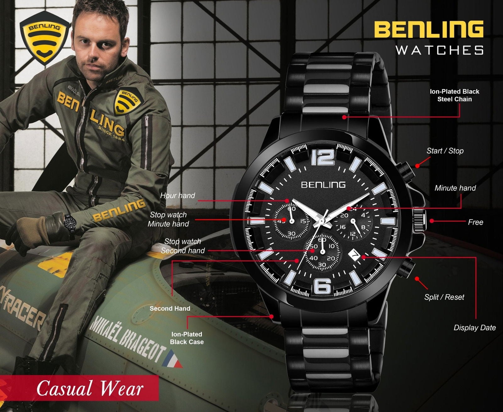 Benling Velocity ChronoMaster Watch - Multifunctional