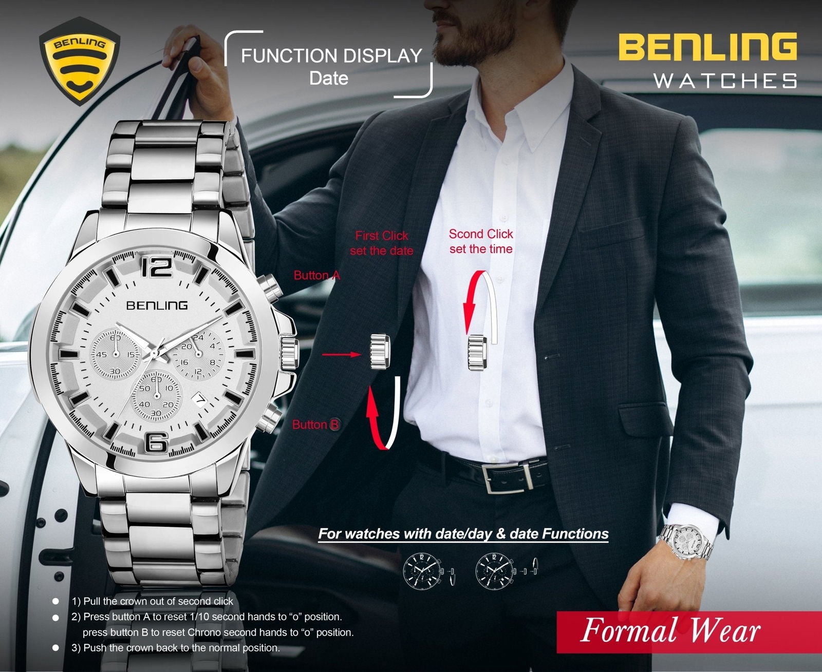 Benling Velocity ChronoMaster Watch - Multifunctional