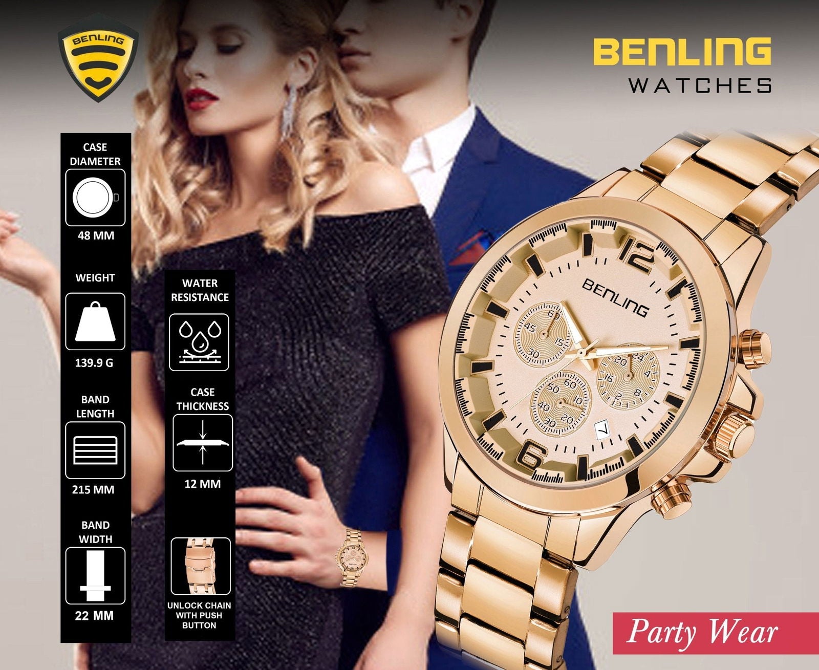 Benling Velocity ChronoMaster Watch - Multifunctional