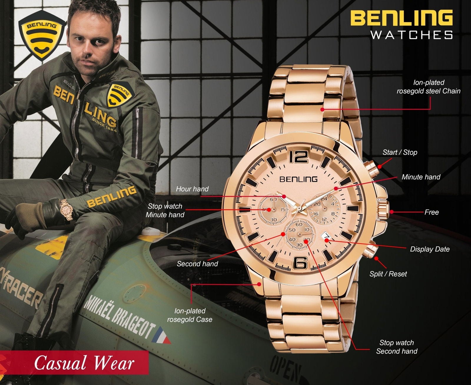 Benling Velocity ChronoMaster Watch - Multifunctional