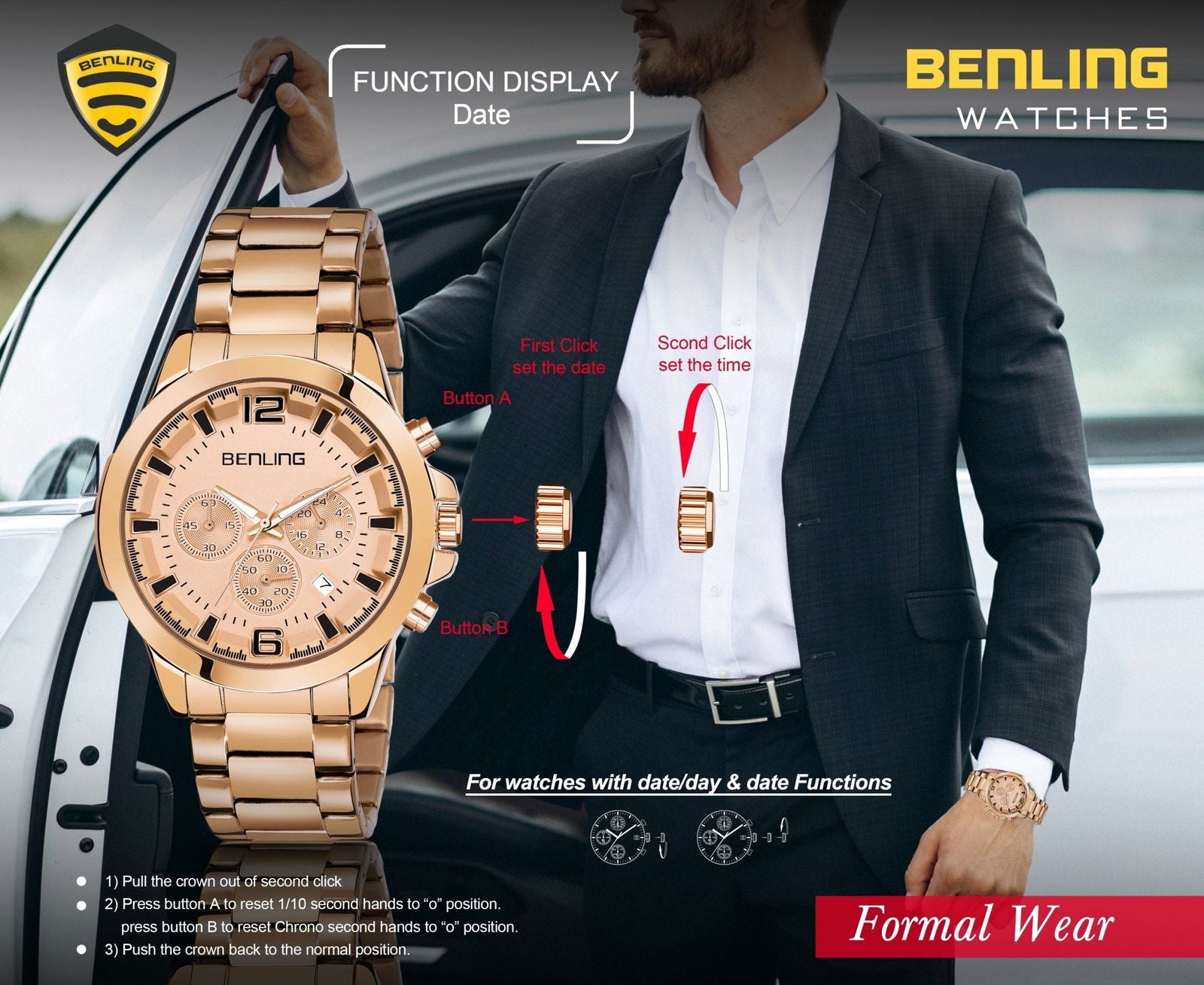 Benling Velocity ChronoMaster Watch - Multifunctional