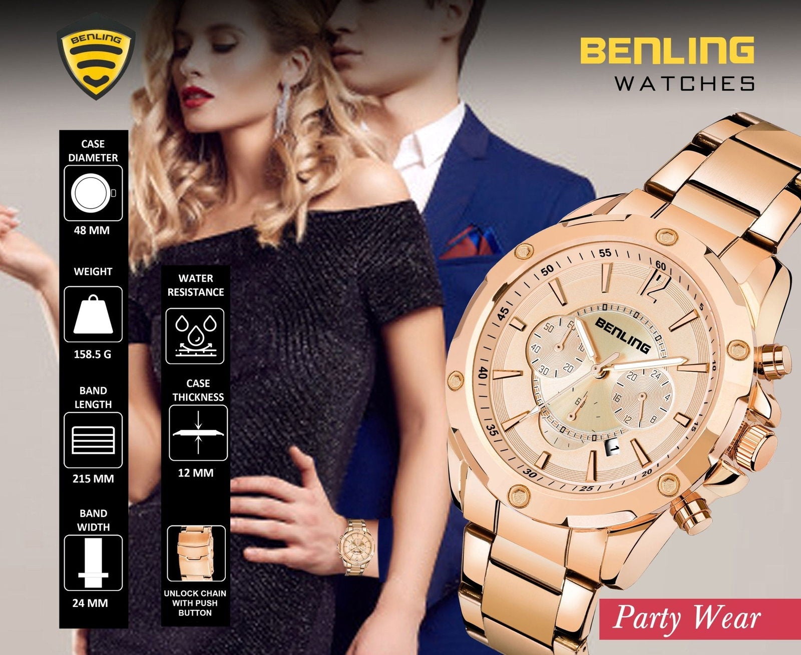 Benling Velocity ChronoMaster Watch - Multifunctional