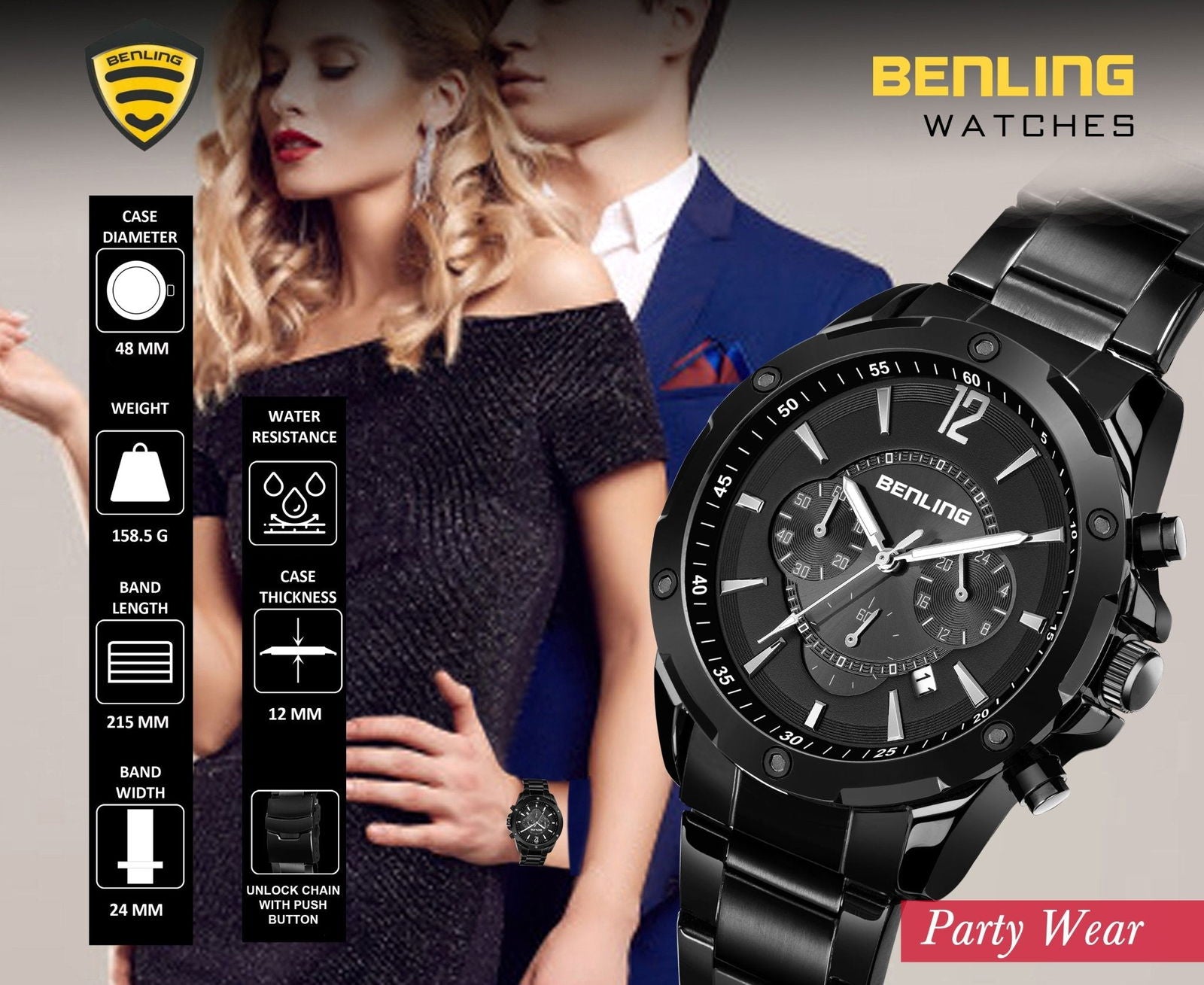 Benling Velocity ChronoMaster Watch - Multifunctional