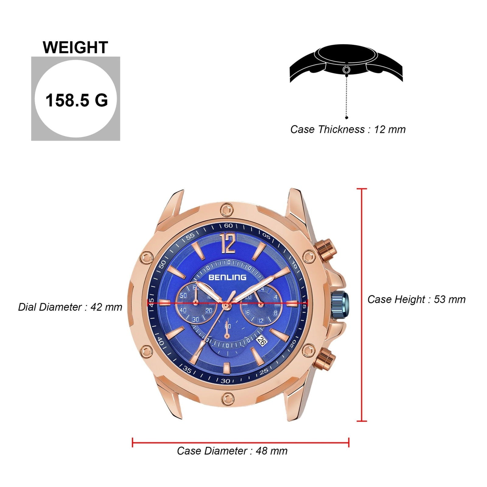 Benling Velocity ChronoMaster Watch - Multifunctional