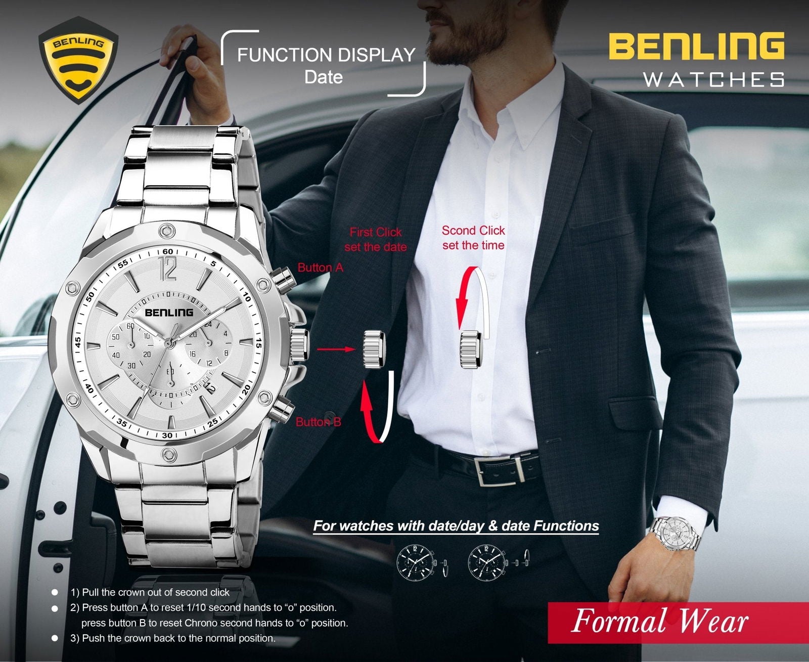 Benling Velocity ChronoMaster Watch - Multifunctional