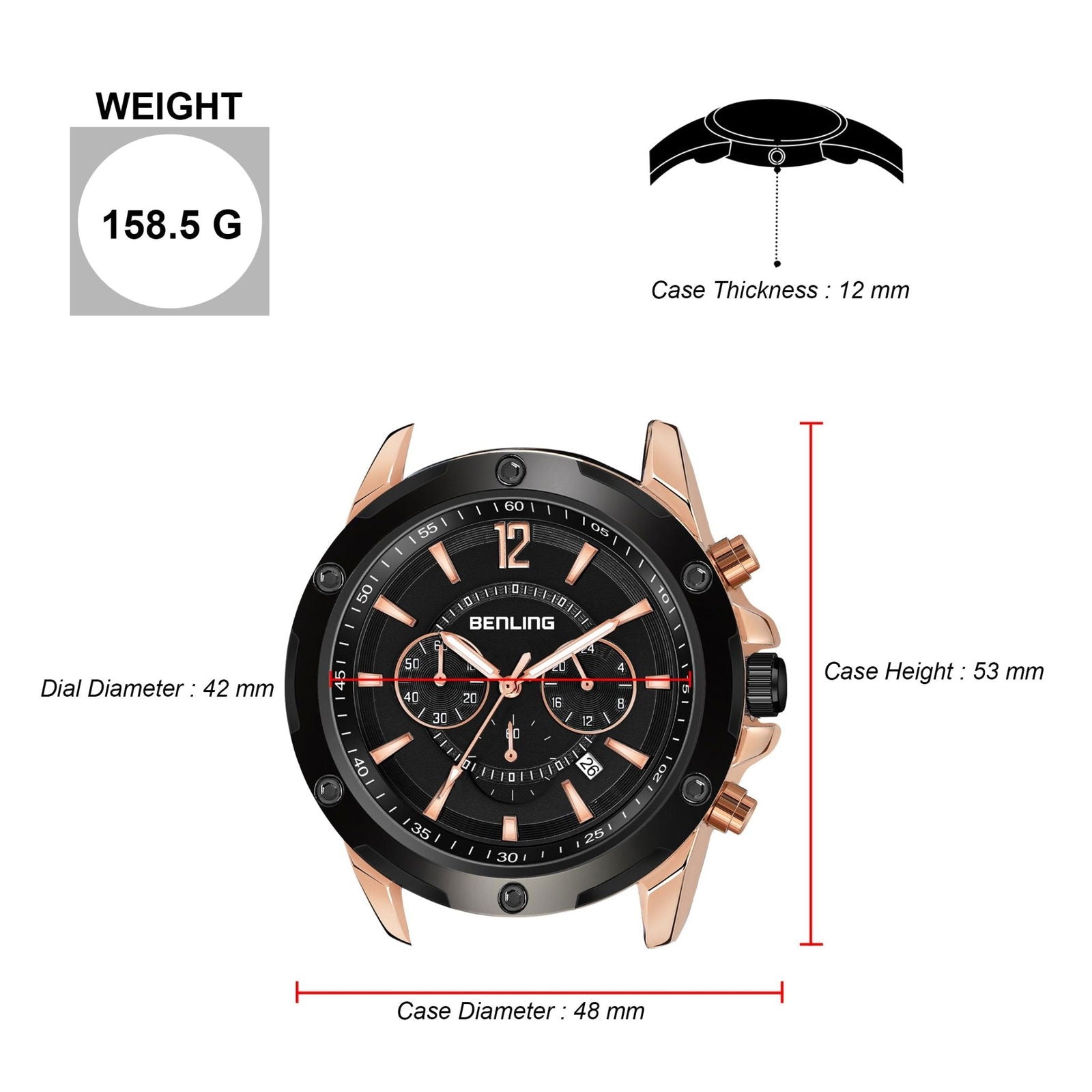 Benling Velocity ChronoMaster Watch - Multifunctional