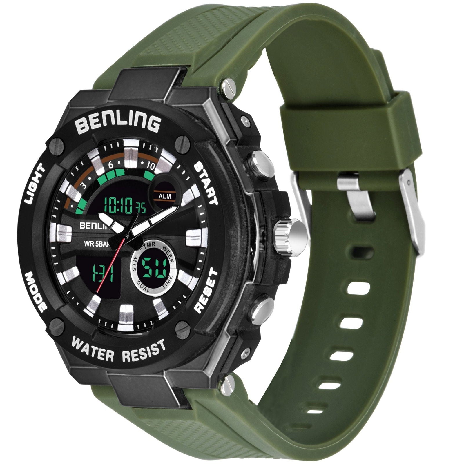 Benling Versatile Analog Digital Watch with EL Backlight-SKBLANDG-6004