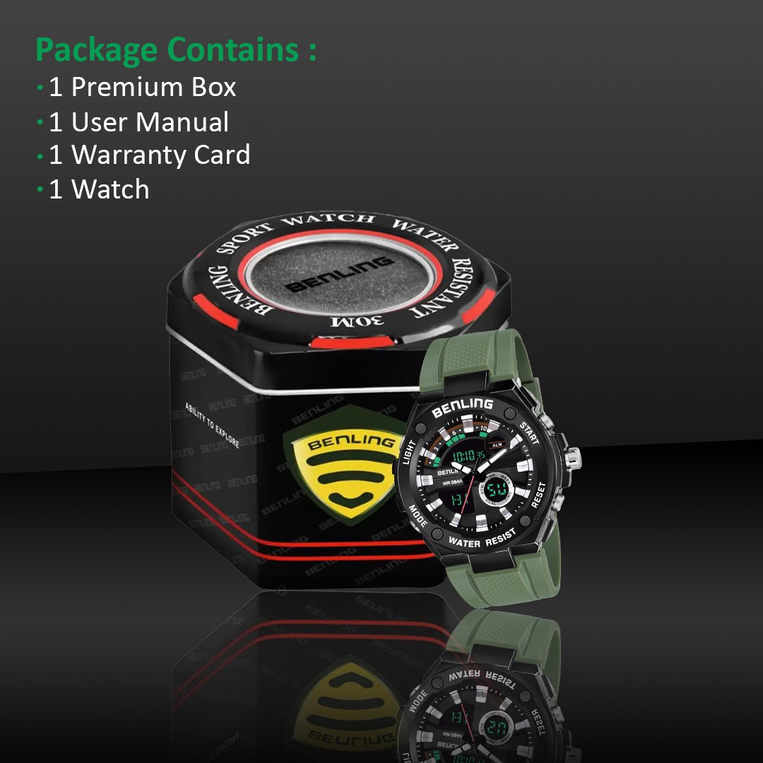 Benling Versatile Analog Digital Watch with EL Backlight-SKBLANDG-6004