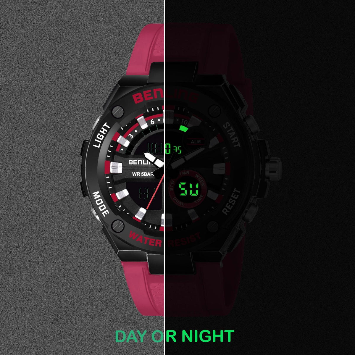 Benling Versatile Analog Digital Watch with EL Backlight-SKBLANDG-6004 - Benling
