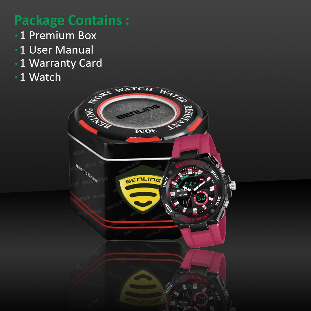 Benling Versatile Analog Digital Watch with EL Backlight-SKBLANDG-6004 - Benling