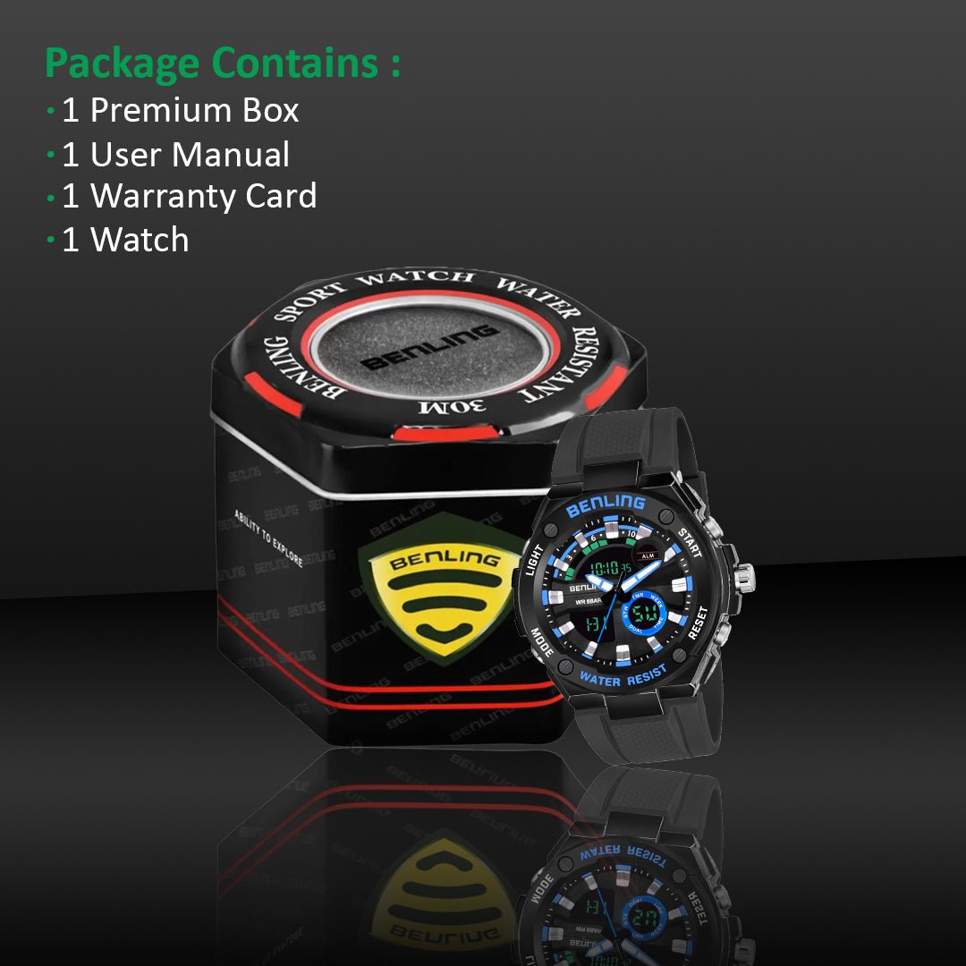 Benling Versatile Analog Digital Watch with EL Backlight-SKBLANDG-6004