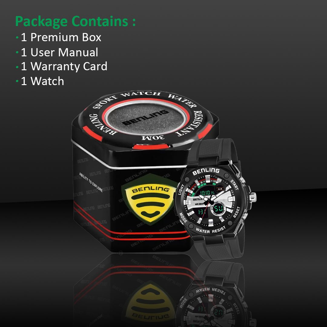Benling Versatile Analog Digital Watch with EL Backlight-SKBLANDG-6004 - Benling