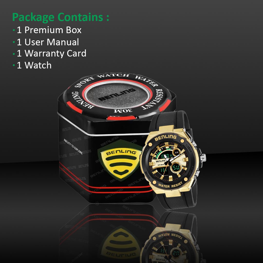 Benling Versatile Analog Digital Watch with EL Backlight-SKBLANDG-6004 - Benling