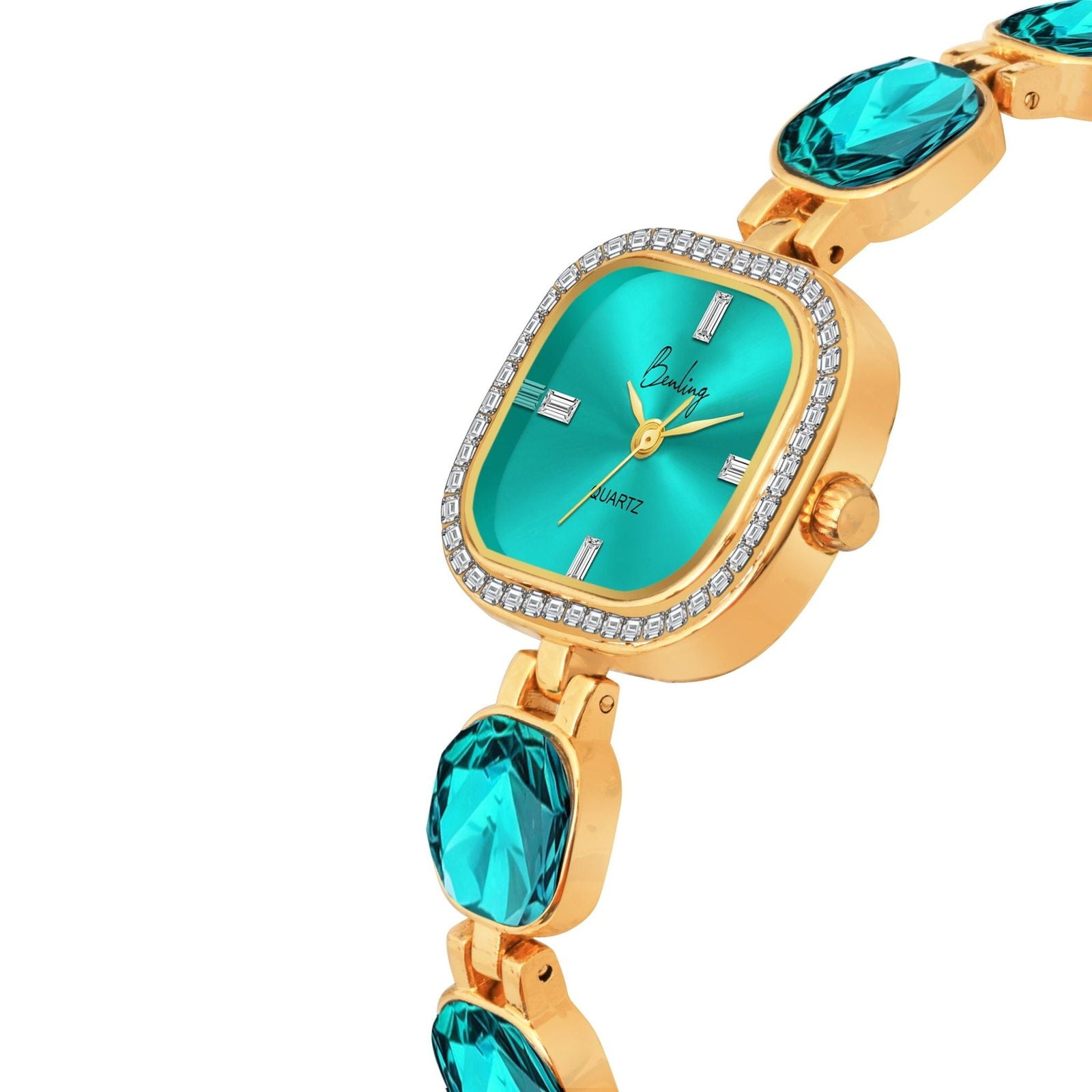Benling Women's Quartz Watch with Gold Bracelet and Crystal Accents