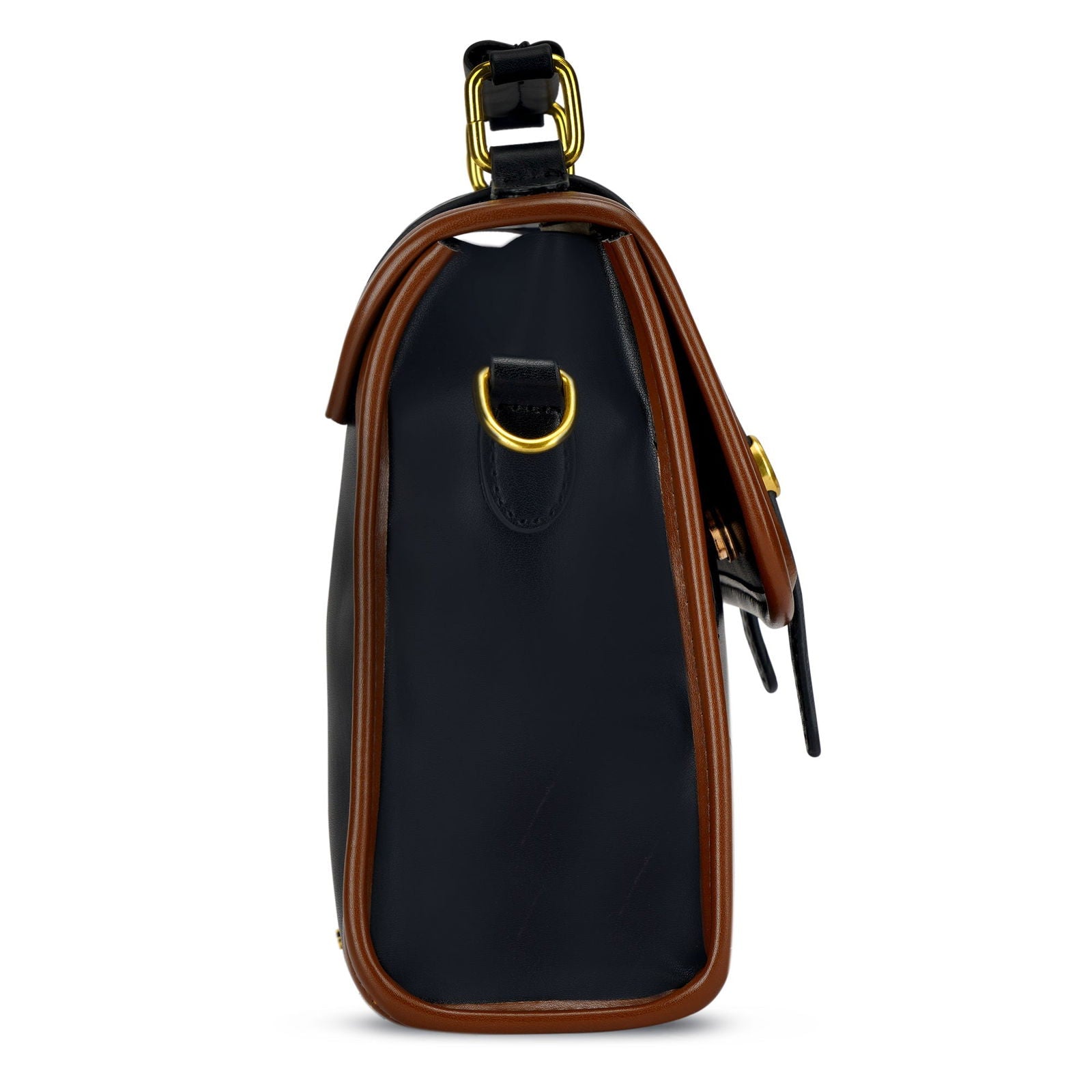 Contrast Binding Metallic Decor Flap Backpack cum Handbag