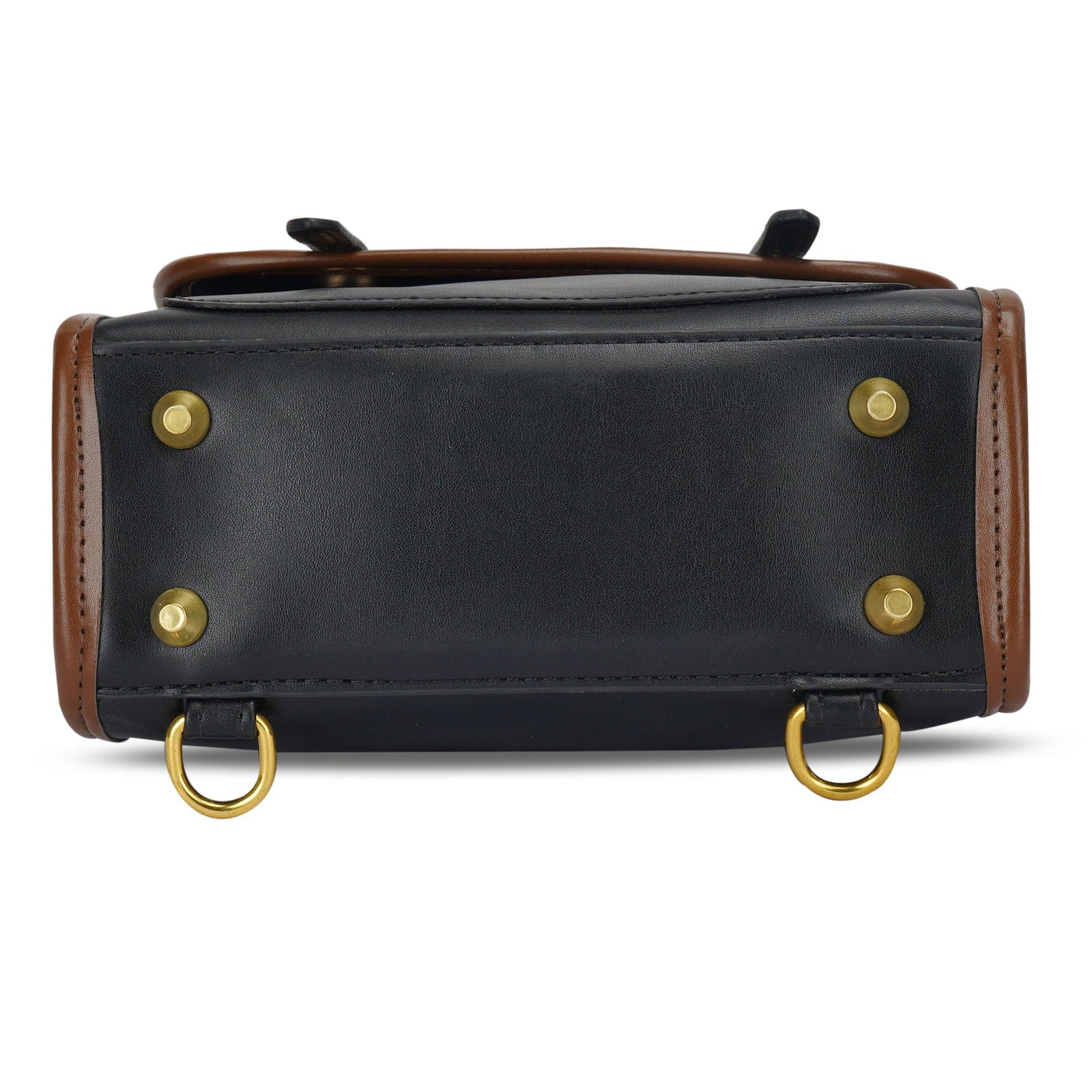 Contrast Binding Metallic Decor Flap Backpack cum Handbag