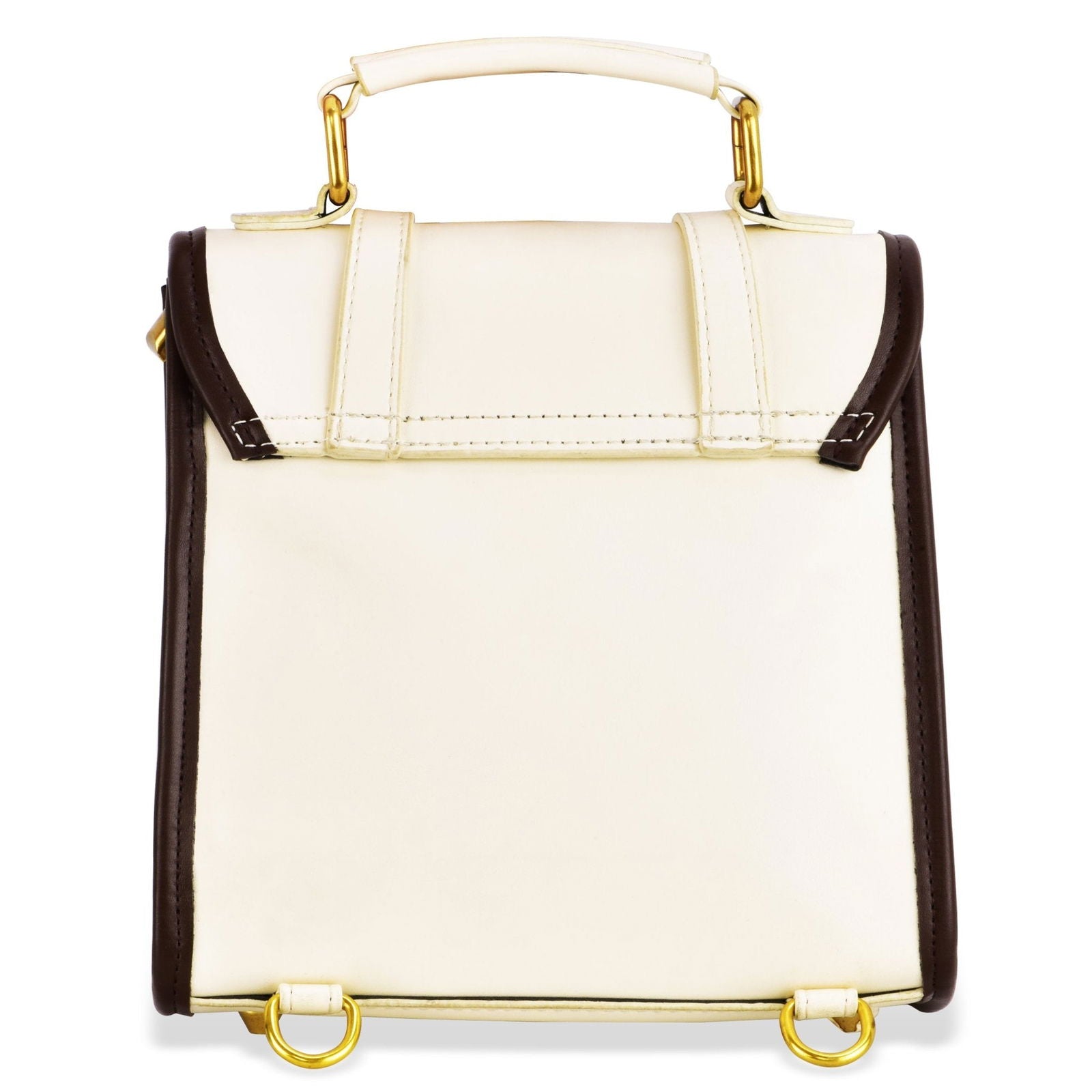 Contrast Binding Metallic Decor Flap Backpack cum Handbag