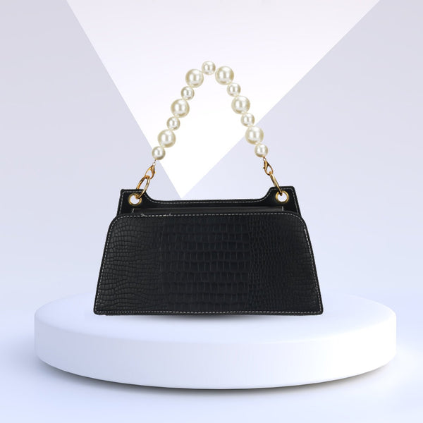 Croc Embossed Crossbody Bag with Pearl Handle
