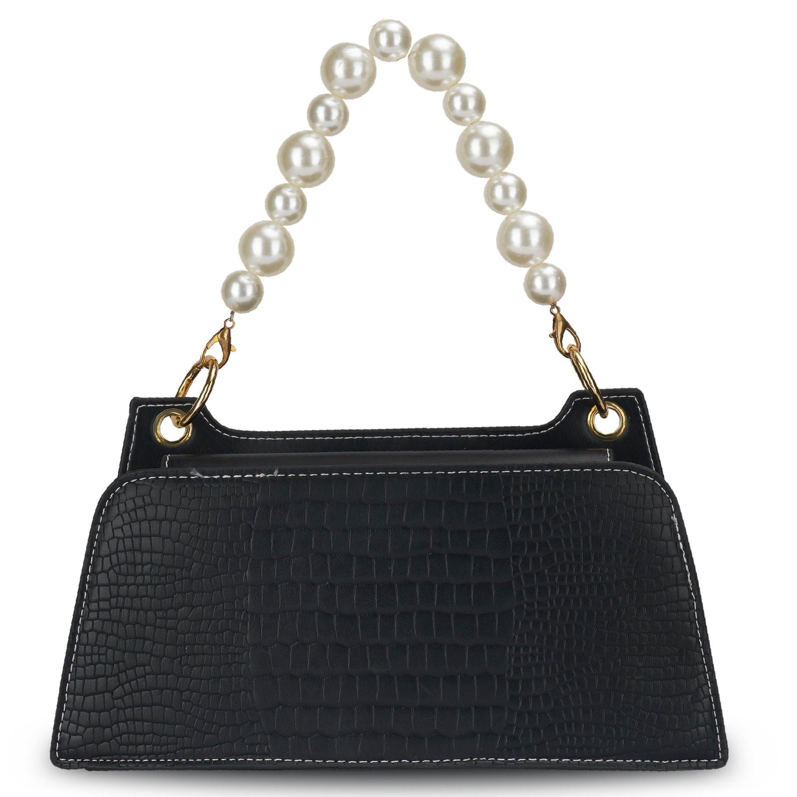 Croc Embossed Crossbody Bag with Pearl Handle