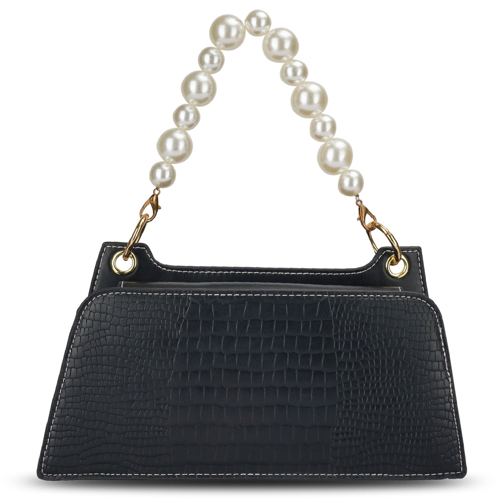 Croc Embossed Crossbody Bag with Pearl Handle