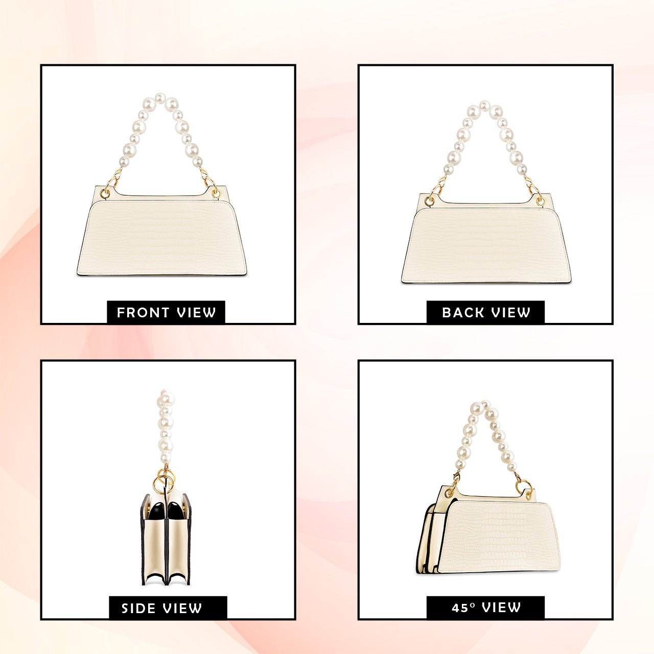 Croc Embossed Crossbody Bag with Pearl Handle