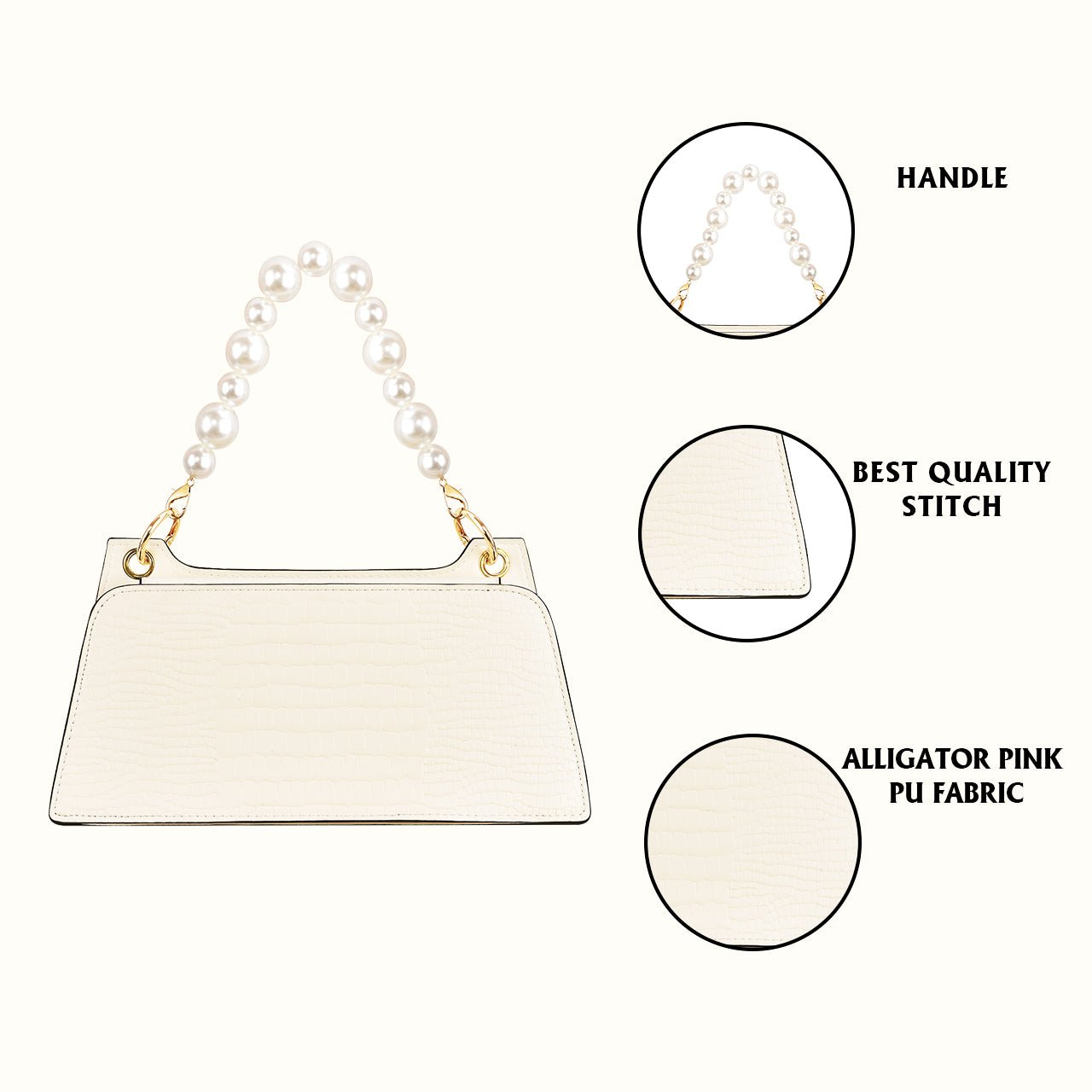 Croc Embossed Crossbody Bag with Pearl Handle