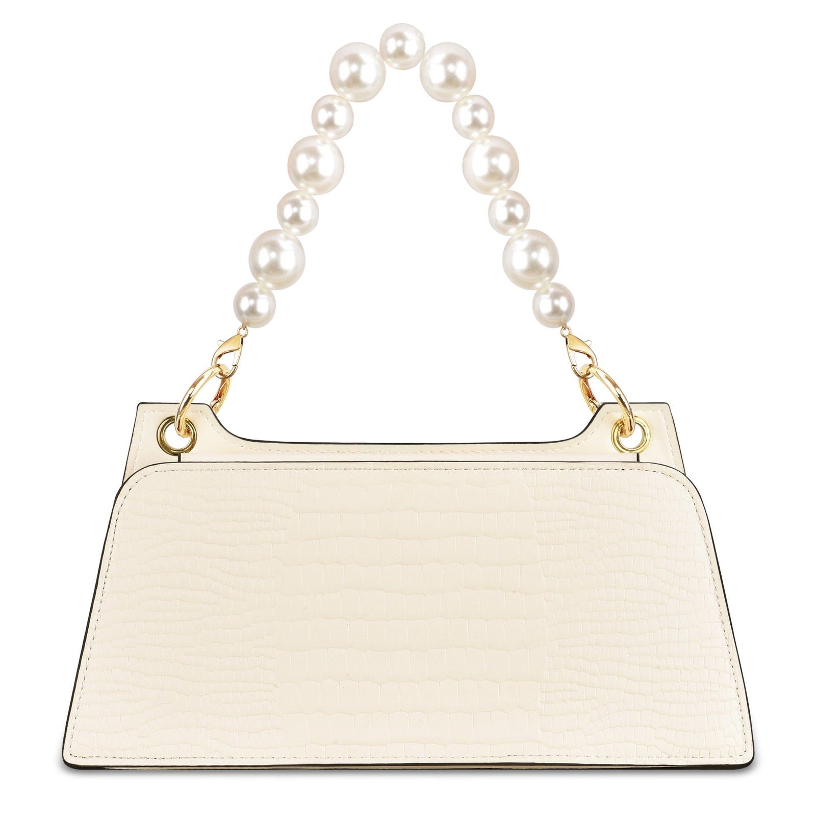 Croc Embossed Crossbody Bag with Pearl Handle