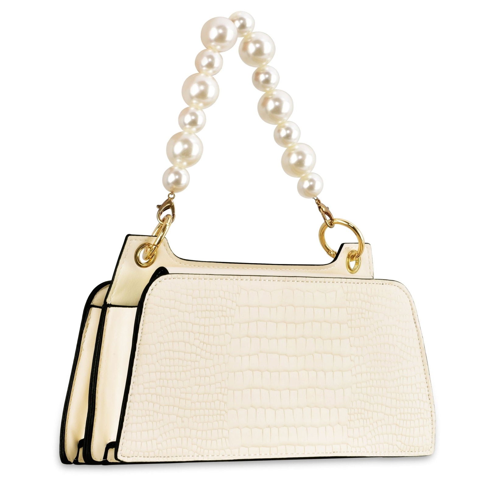 Croc Embossed Crossbody Bag with Pearl Handle