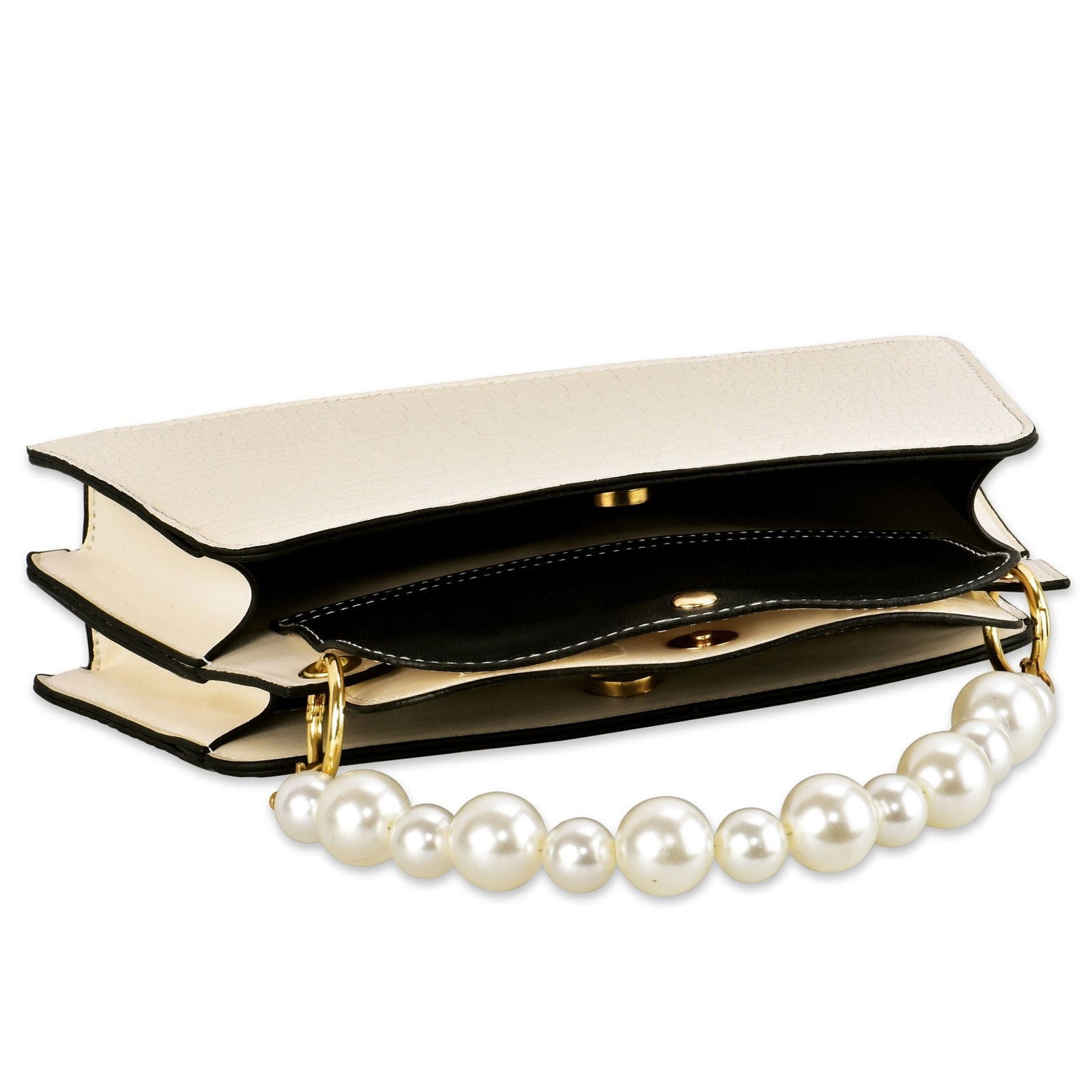 Croc Embossed Crossbody Bag with Pearl Handle