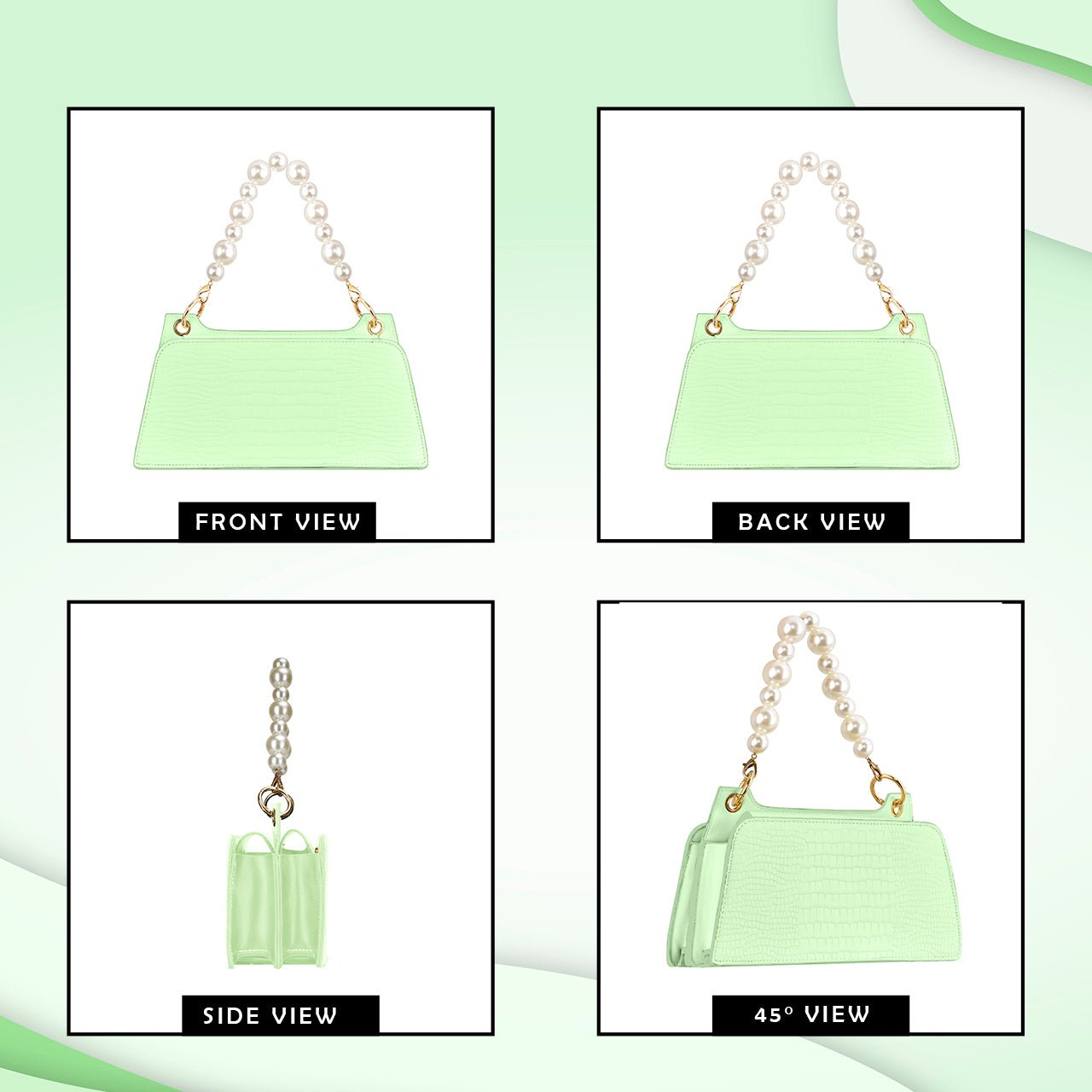 Croc Embossed Crossbody Bag with Pearl Handle