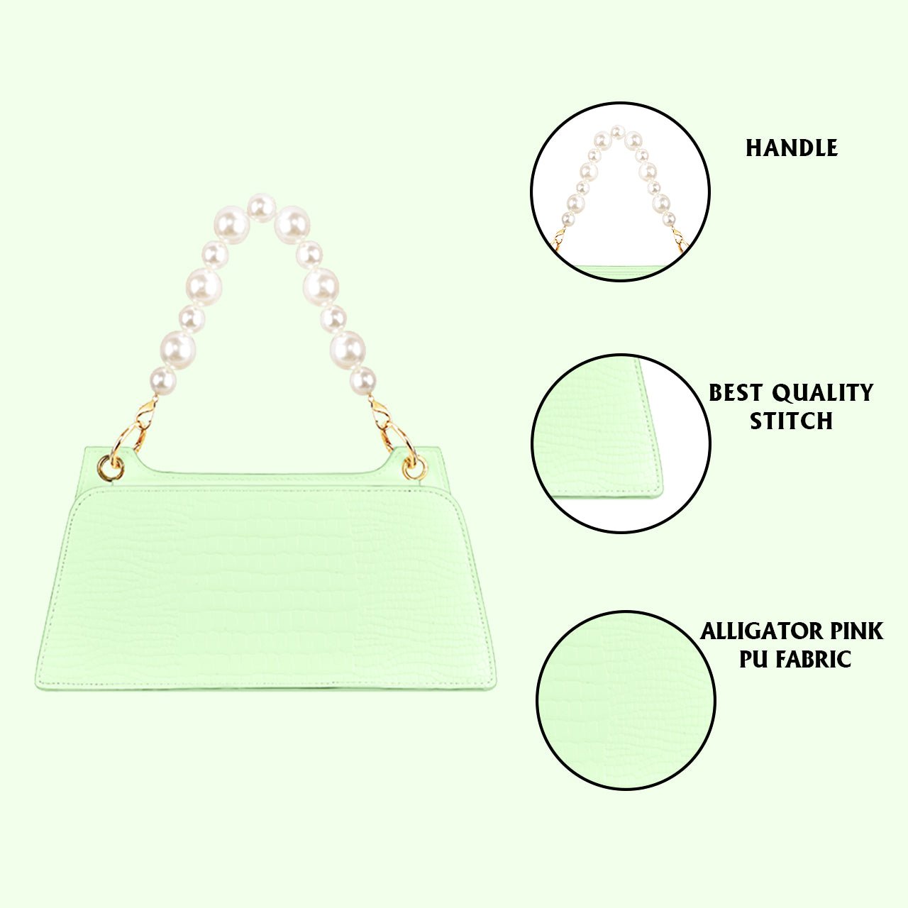 Croc Embossed Crossbody Bag with Pearl Handle