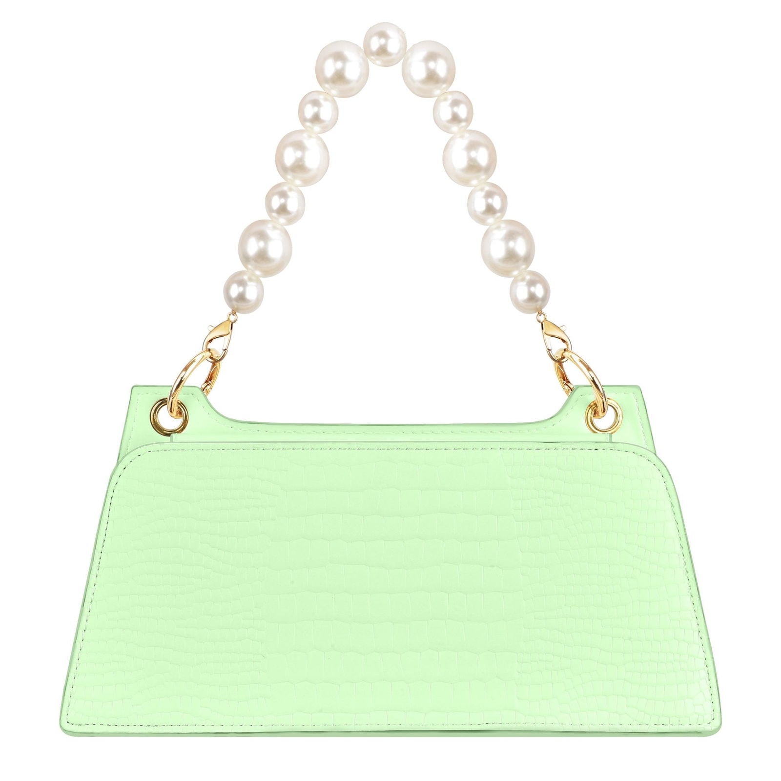 Croc Embossed Crossbody Bag with Pearl Handle