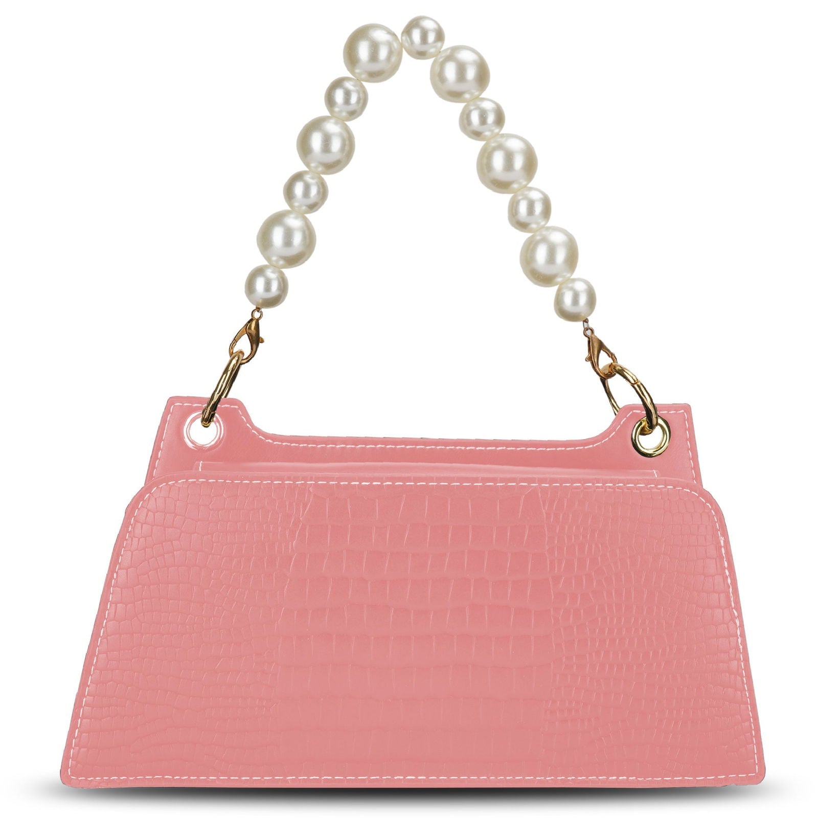 Croc Embossed Crossbody Bag with Pearl Handle