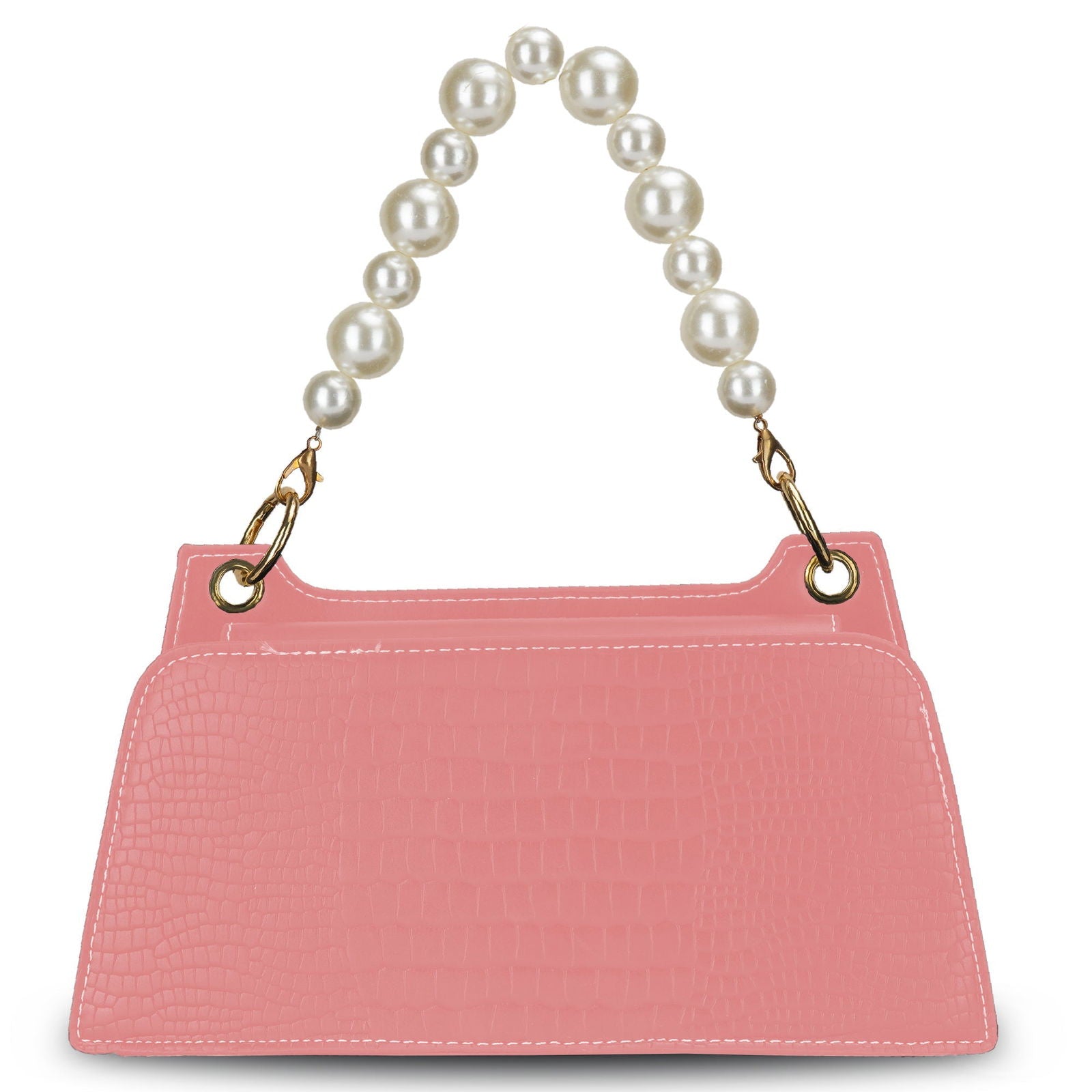 Croc Embossed Crossbody Bag with Pearl Handle