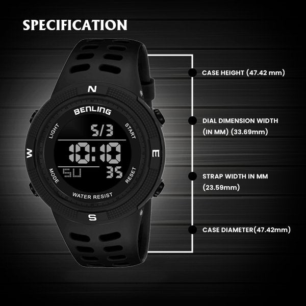 Digital Watch with Stopwatch | Calendar | Alarm | Sports – Formal Casual Wear | 6060
