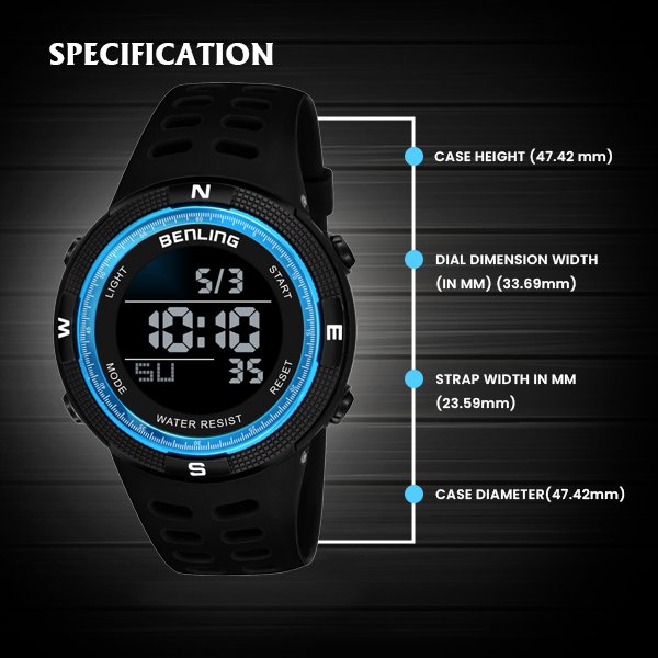 Digital Watch with Stopwatch | Calendar | Alarm | Sports – Formal Casual Wear | 6060