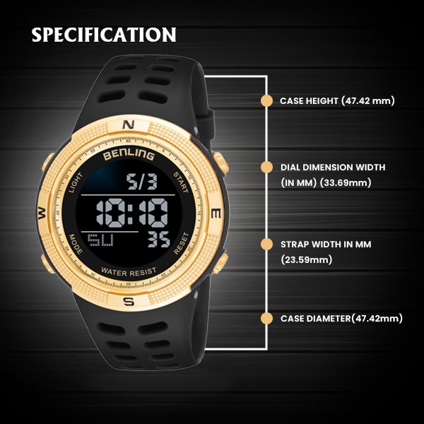 Digital Watch with Stopwatch | Calendar | Alarm | Sports – Formal Casual Wear | 6060