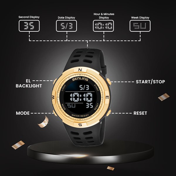 Digital Watch with Stopwatch | Calendar | Alarm | Sports – Formal Casual Wear | 6060
