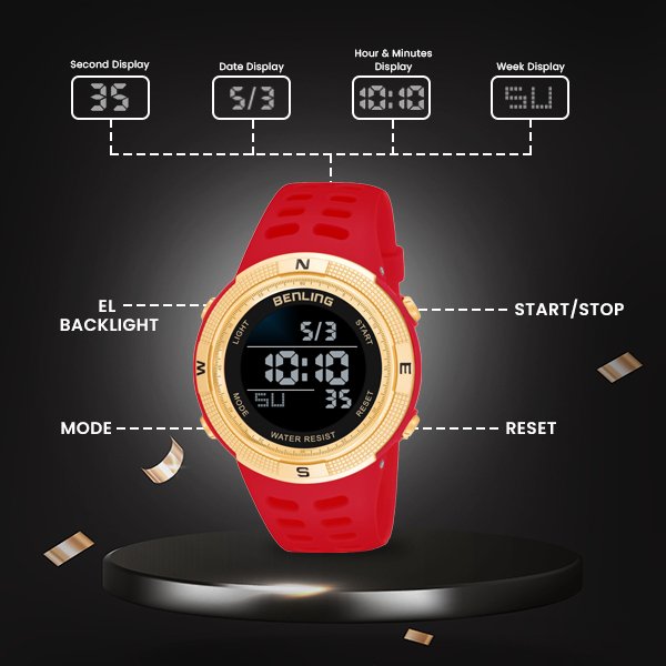 Digital Watch with Stopwatch | Calendar | Alarm | Sports – Formal Casual Wear | 6060